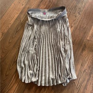 Vince Camuto Taupe Pleated Polka Dot Midi Skirt